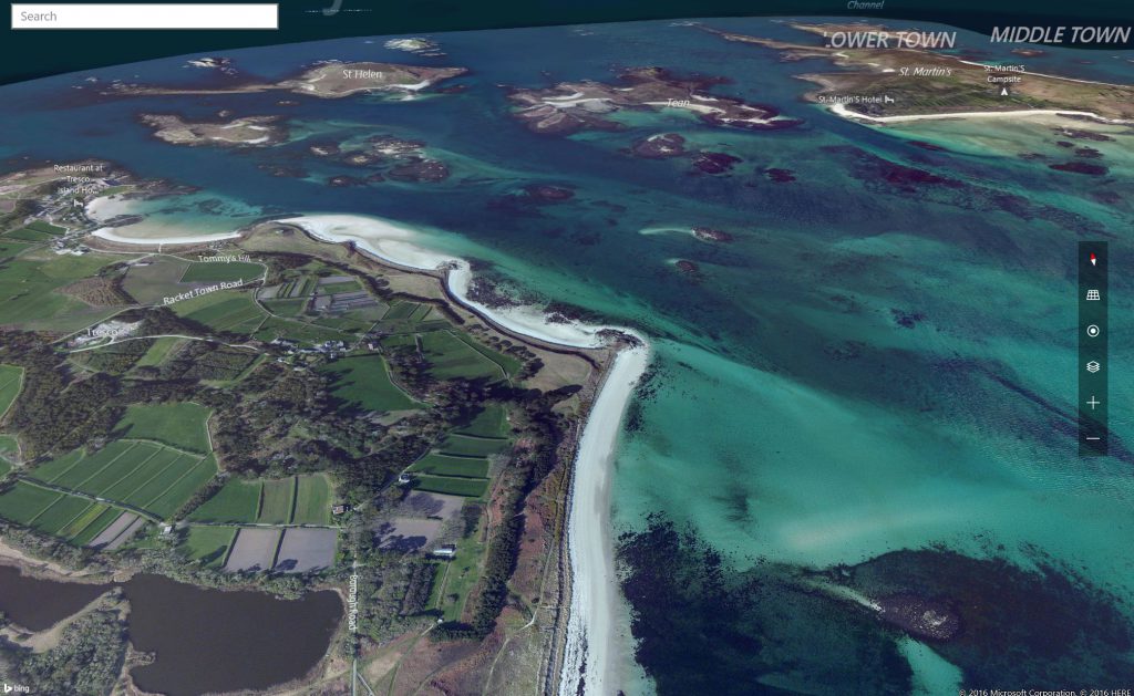 Tresco Map Shed looking to Tean (where Josh's body was found)Aerial